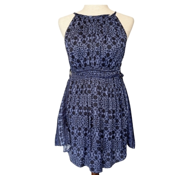 Free People Mid Summers Day Tunic Dress Side Tie Bluebell Combo S - Picture 3 of 8